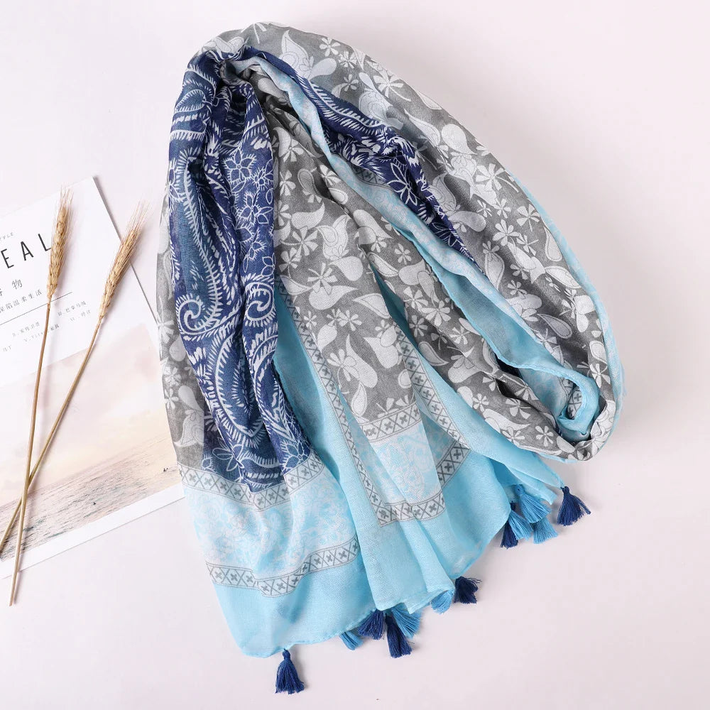 Cotton Scarf Women Large Shawls Pashmina Muslim Hijab Foulard Design Print Lady Beach Stole Head Scarves