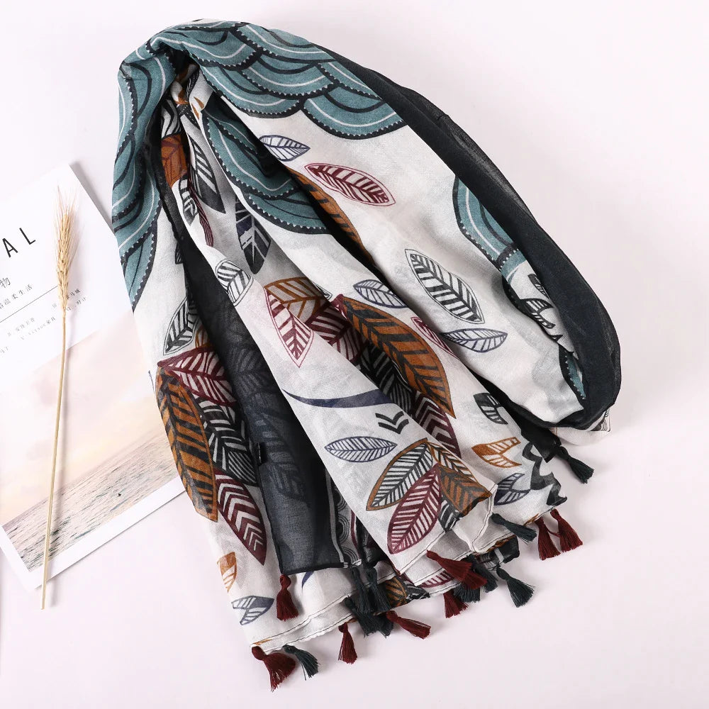 Cotton Scarf Women Large Shawls Pashmina Muslim Hijab Foulard Design Print Lady Beach Stole Head Scarves