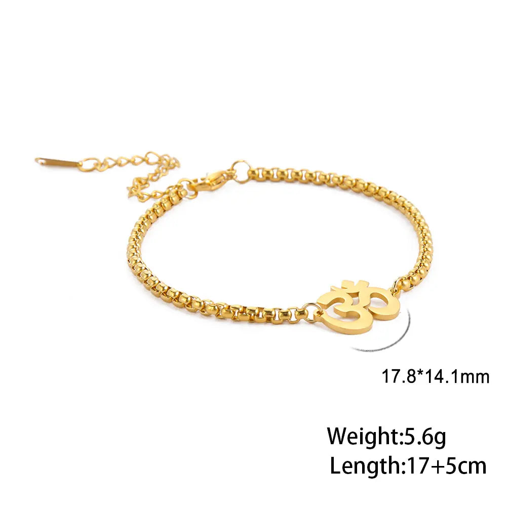 Dawapara Om Ohm Aum Charm Spiritual Pendant Stainless Steel Bracelet Yoga Jewelry Meditation Buddhist Spiritual Amulet