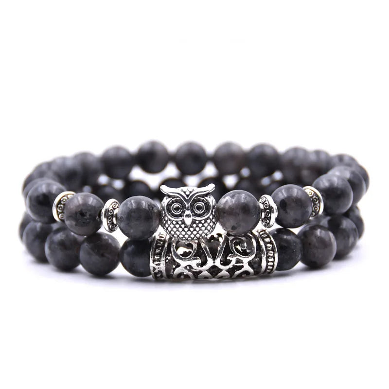 Owl Bracelet Jewelry Stone Bracelets Men Women Pulseira Masculina Feminina Bileklik Pulseras Mujer Bijoux Armband set