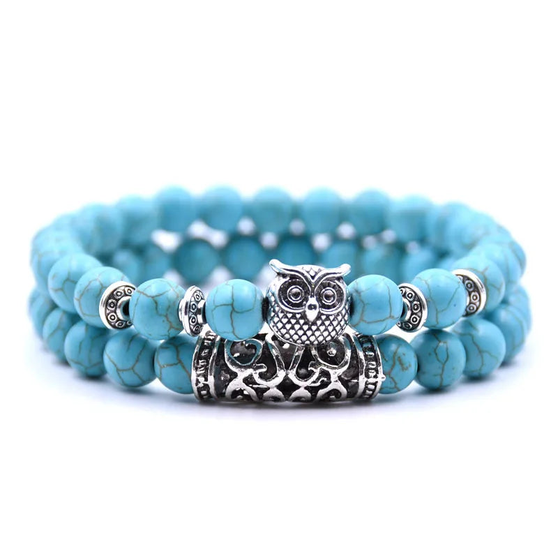 Owl Bracelet Jewelry Stone Bracelets Men Women Pulseira Masculina Feminina Bileklik Pulseras Mujer Bijoux Armband set