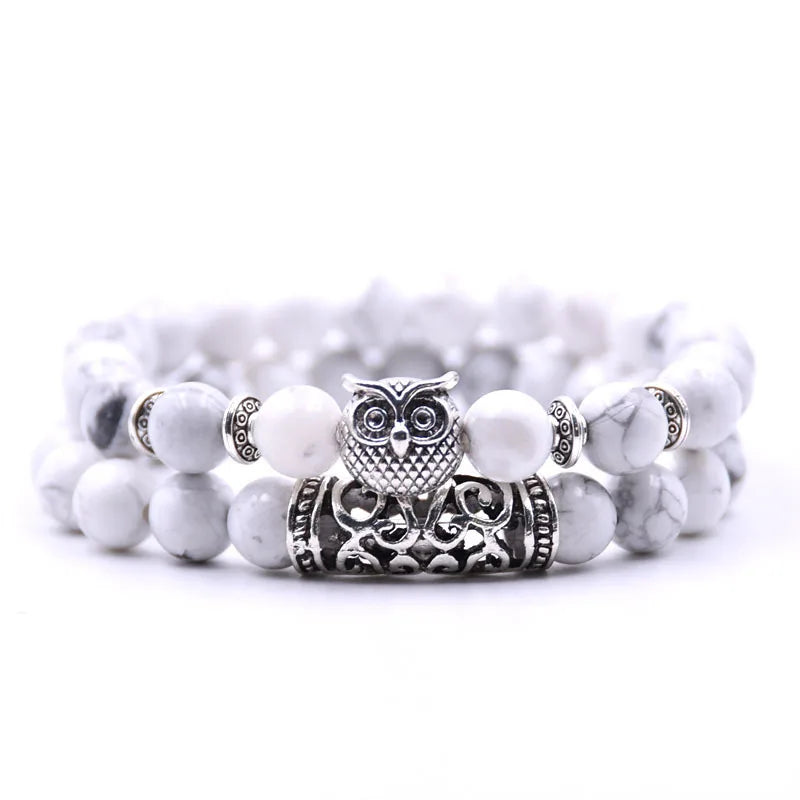 Owl Bracelet Jewelry Stone Bracelets Men Women Pulseira Masculina Feminina Bileklik Pulseras Mujer Bijoux Armband set