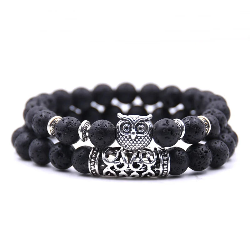 Owl Bracelet Jewelry Stone Bracelets Men Women Pulseira Masculina Feminina Bileklik Pulseras Mujer Bijoux Armband set