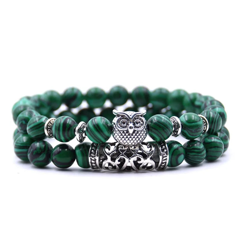 Owl Bracelet Jewelry Stone Bracelets Men Women Pulseira Masculina Feminina Bileklik Pulseras Mujer Bijoux Armband set