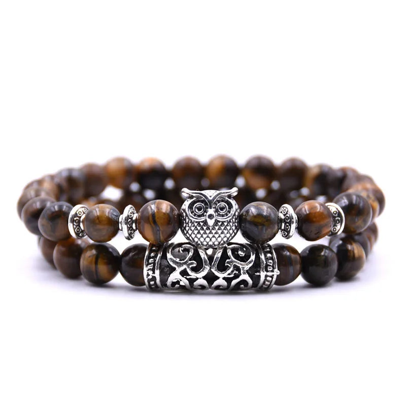 Owl Bracelet Jewelry Stone Bracelets Men Women Pulseira Masculina Feminina Bileklik Pulseras Mujer Bijoux Armband set