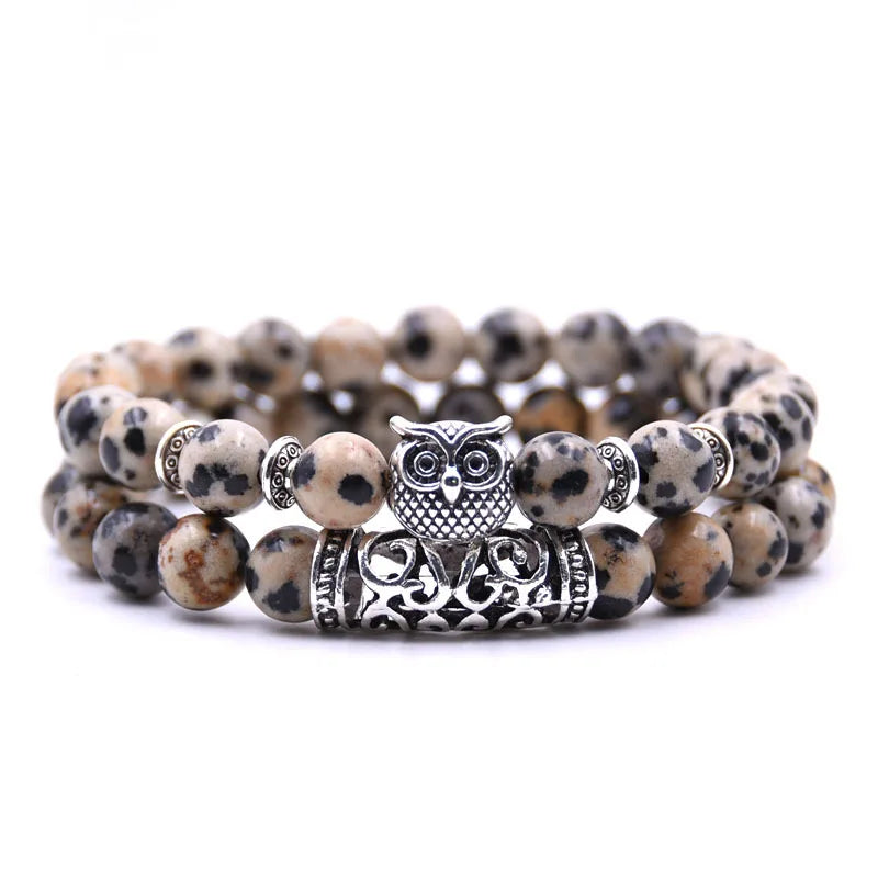 Owl Bracelet Jewelry Stone Bracelets Men Women Pulseira Masculina Feminina Bileklik Pulseras Mujer Bijoux Armband set