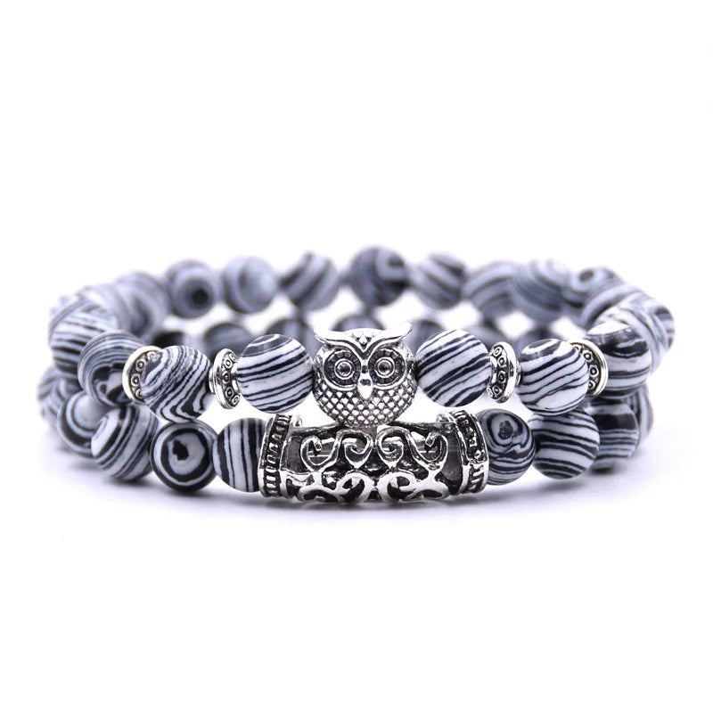 Owl Bracelet Jewelry Stone Bracelets Men Women Pulseira Masculina Feminina Bileklik Pulseras Mujer Bijoux Armband set