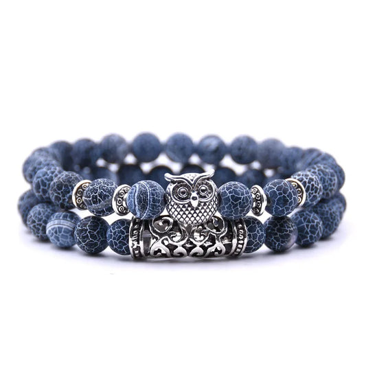 Owl Bracelet Jewelry Stone Bracelets Men Women Pulseira Masculina Feminina Bileklik Pulseras Mujer Bijoux Armband set