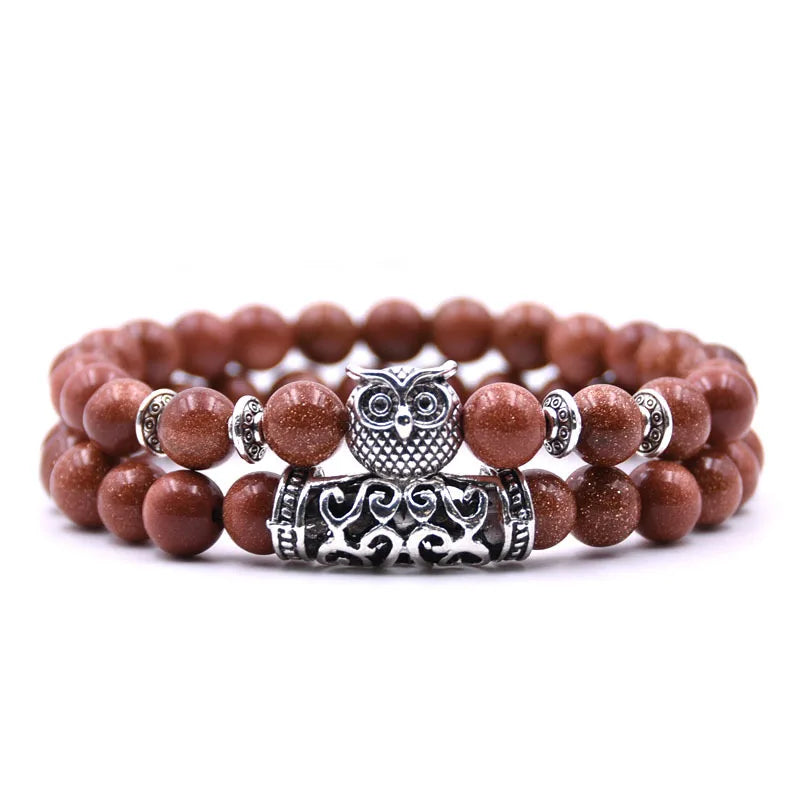 Owl Bracelet Jewelry Stone Bracelets Men Women Pulseira Masculina Feminina Bileklik Pulseras Mujer Bijoux Armband set