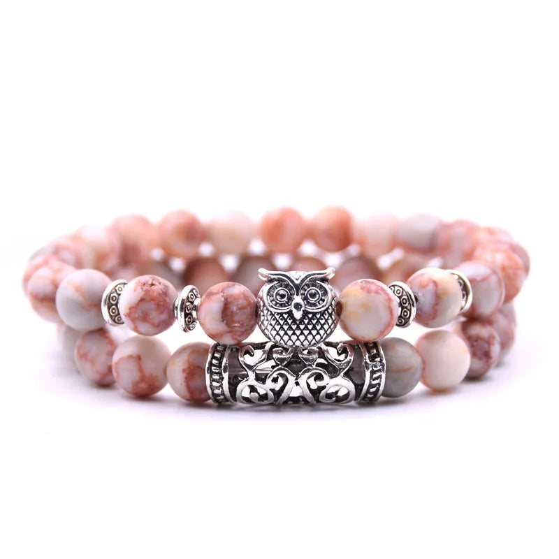 Owl Bracelet Jewelry Stone Bracelets Men Women Pulseira Masculina Feminina Bileklik Pulseras Mujer Bijoux Armband set