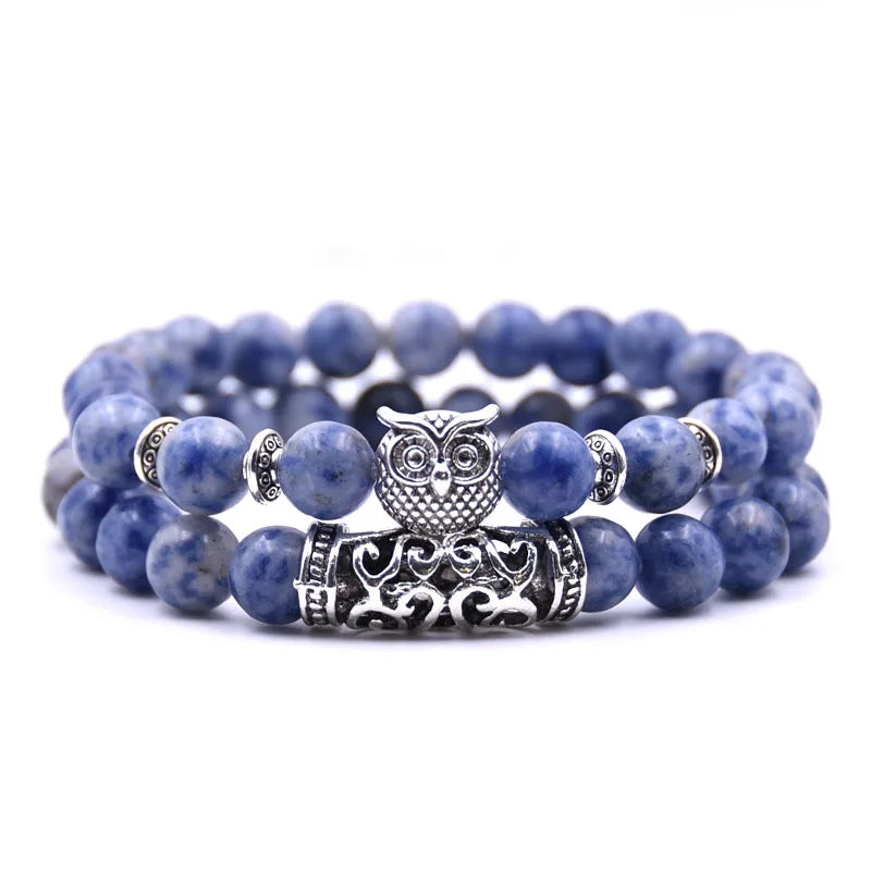 Owl Bracelet Jewelry Stone Bracelets Men Women Pulseira Masculina Feminina Bileklik Pulseras Mujer Bijoux Armband set