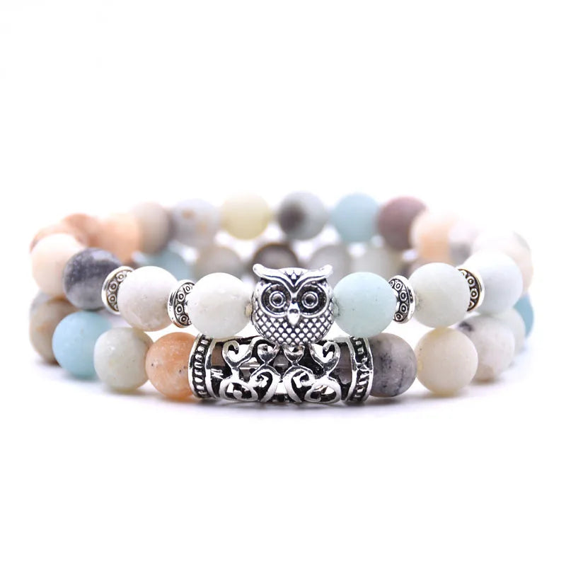 Owl Bracelet Jewelry Stone Bracelets Men Women Pulseira Masculina Feminina Bileklik Pulseras Mujer Bijoux Armband set