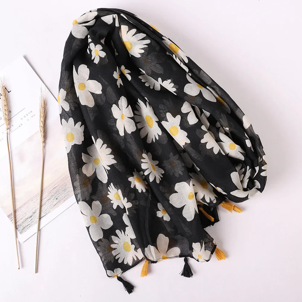 Cotton Scarf Women Large Shawls Pashmina Muslim Hijab Foulard Design Print Lady Beach Stole Head Scarves