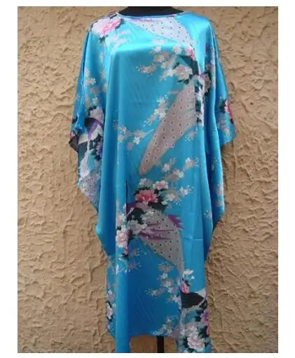 Sexy Female Silk Rayon Robe Bath Gown Nightgown Summer Casual Home Dress Printed Loose Sleepwear Plus Size Nightwear Bathrobe