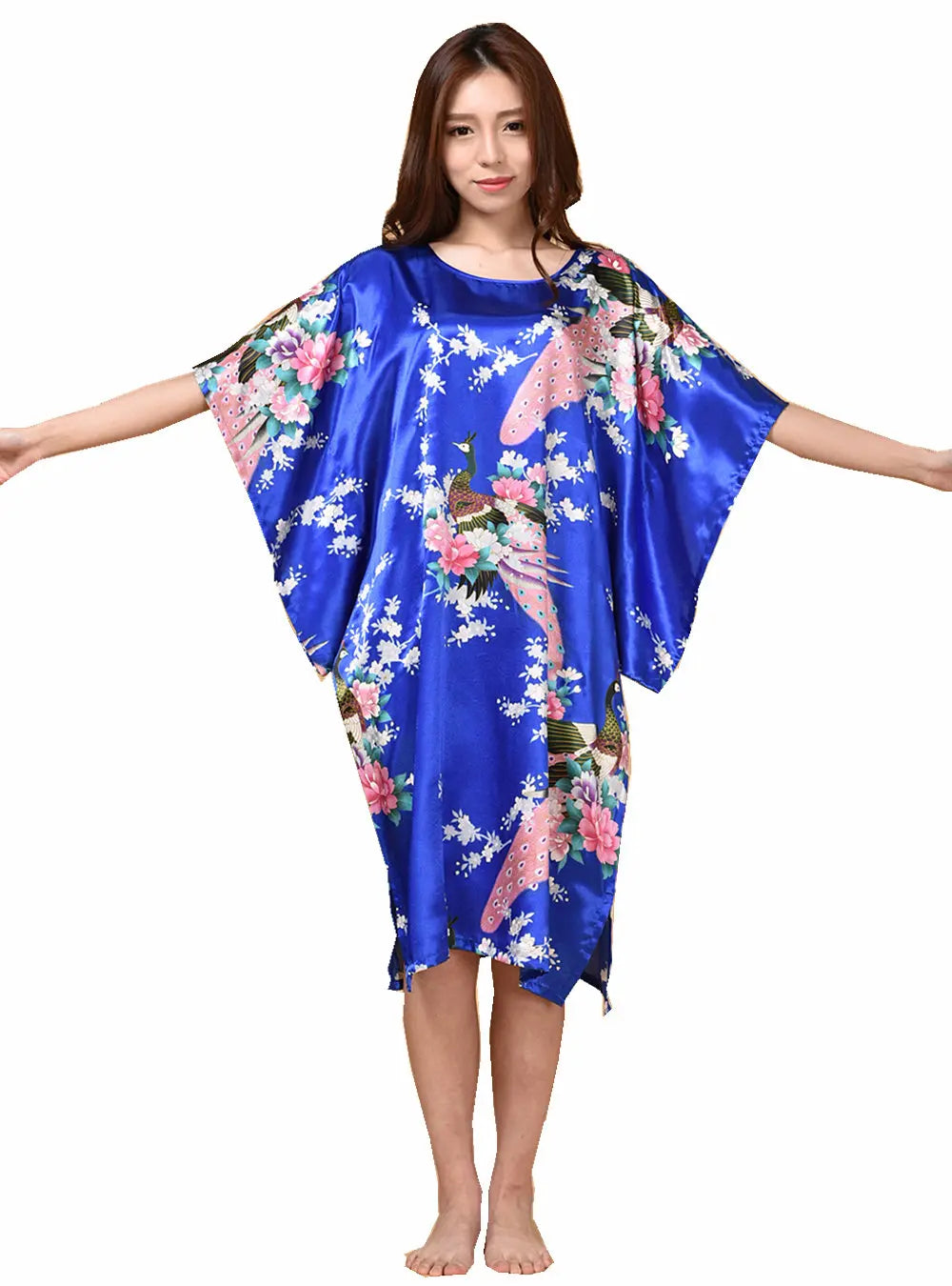 Sexy Female Silk Rayon Robe Bath Gown Nightgown Summer Casual Home Dress Printed Loose Sleepwear Plus Size Nightwear Bathrobe