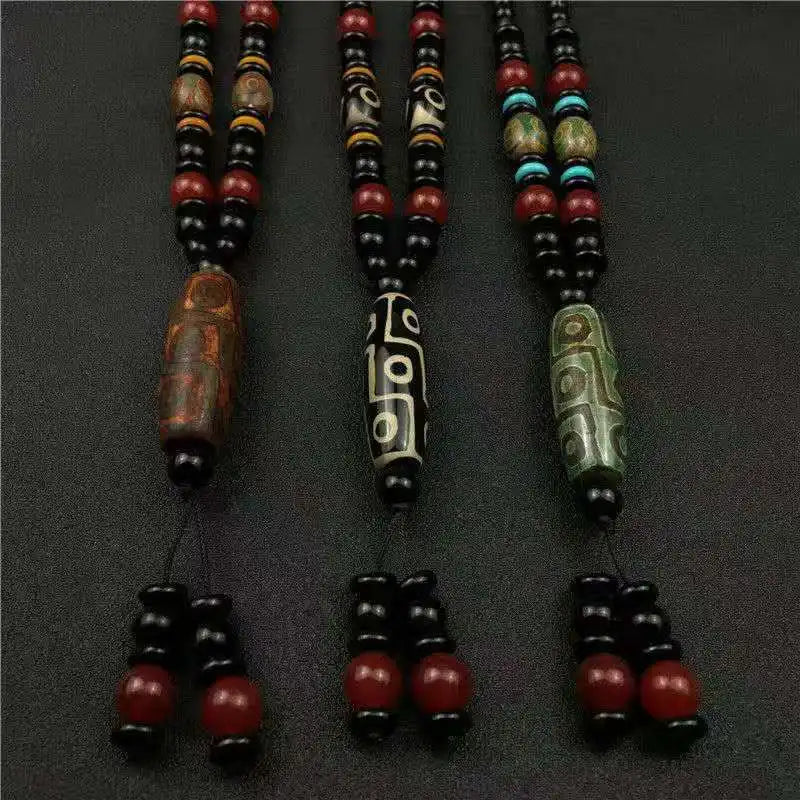 Healing Jewelry Natural Tibetan Dzi Agates Pendant Necklace Nine Eyes Guanyin Ruyi Dragon Agat Stone Necklace for Women Men