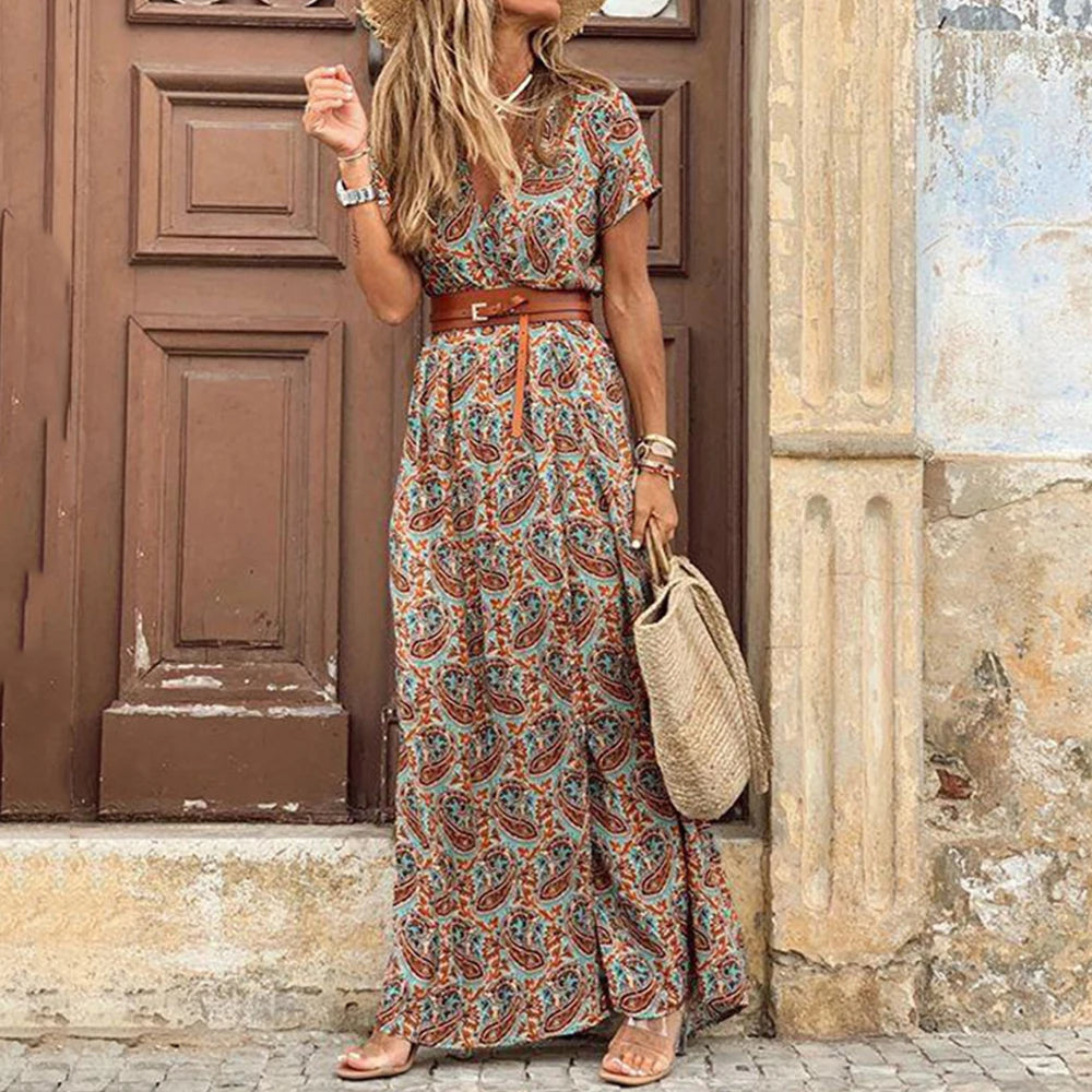 Long Dress for Women 2023 Summer Beach Bohemian Dresses Vestido Casual Robe Female Clothing Y2K Floral Skirt Elegant Maxi Dress