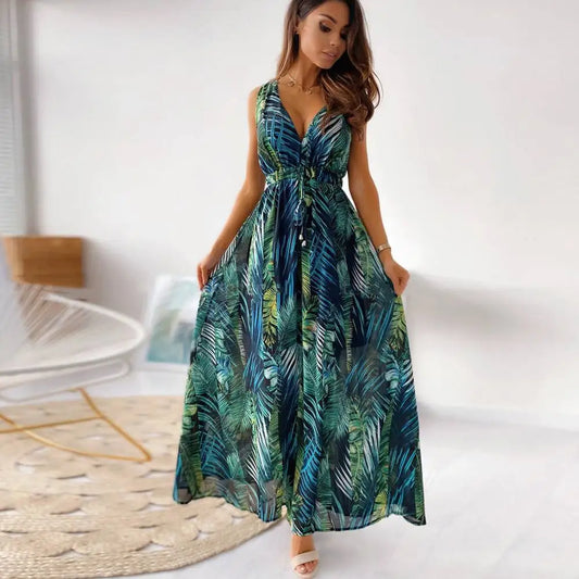 M XL Floral Summer Dress for Women Clothing 2024 Bohemian Loose Beach Sundress Midi Skirt Female Holiday Maxi Dress Vestido Robe