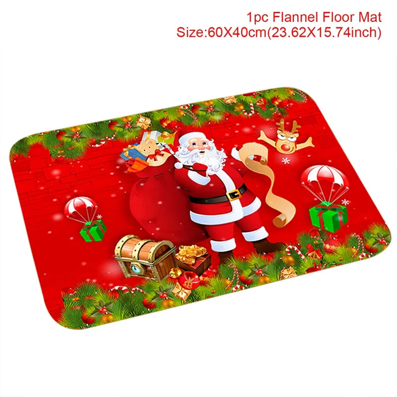 Merry Christmas Decorations for Home Elk Doormat Navidad Ornament New Year 2024 Gifts Xmas Party Decor Natal Noel 2023 Rug Mat