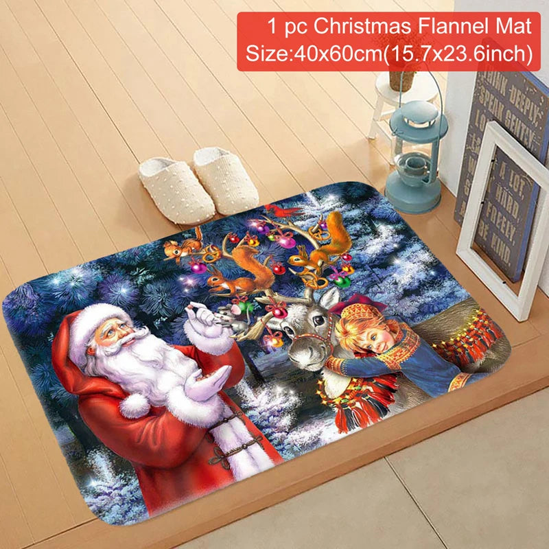 Merry Christmas Decorations for Home Elk Doormat Navidad Ornament New Year 2024 Gifts Xmas Party Decor Natal Noel 2023 Rug Mat