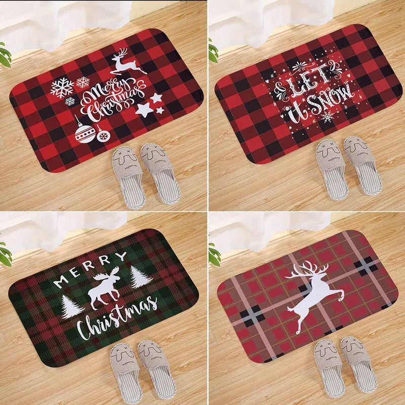 Merry Christmas Decorations for Home Elk Doormat Navidad Ornament New Year 2024 Gifts Xmas Party Decor Natal Noel 2023 Rug Mat