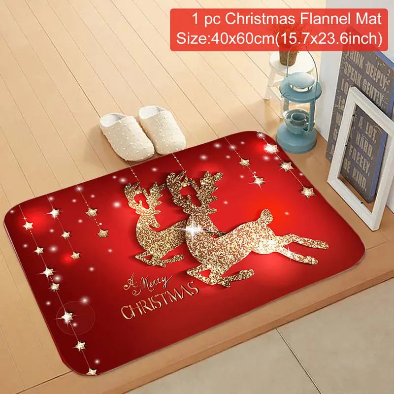 Merry Christmas Decorations for Home Elk Doormat Navidad Ornament New Year 2024 Gifts Xmas Party Decor Natal Noel 2023 Rug Mat