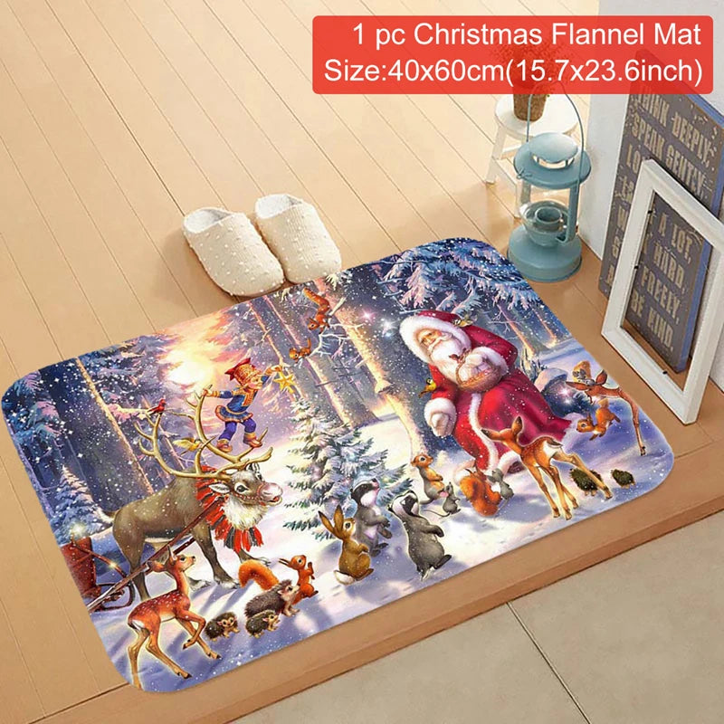 Merry Christmas Decorations for Home Elk Doormat Navidad Ornament New Year 2024 Gifts Xmas Party Decor Natal Noel 2023 Rug Mat