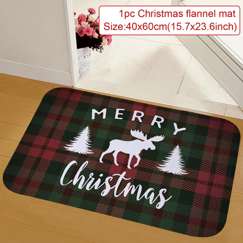 Merry Christmas Decorations for Home Elk Doormat Navidad Ornament New Year 2024 Gifts Xmas Party Decor Natal Noel 2023 Rug Mat