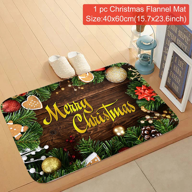 Merry Christmas Decorations for Home Elk Doormat Navidad Ornament New Year 2024 Gifts Xmas Party Decor Natal Noel 2023 Rug Mat