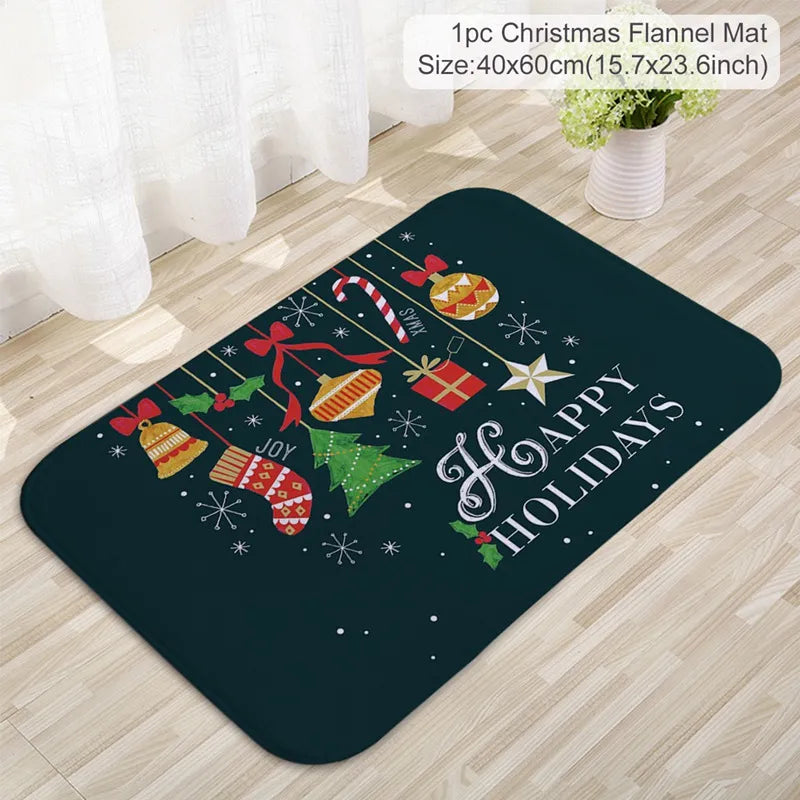 Merry Christmas Decorations for Home Elk Doormat Navidad Ornament New Year 2024 Gifts Xmas Party Decor Natal Noel 2023 Rug Mat