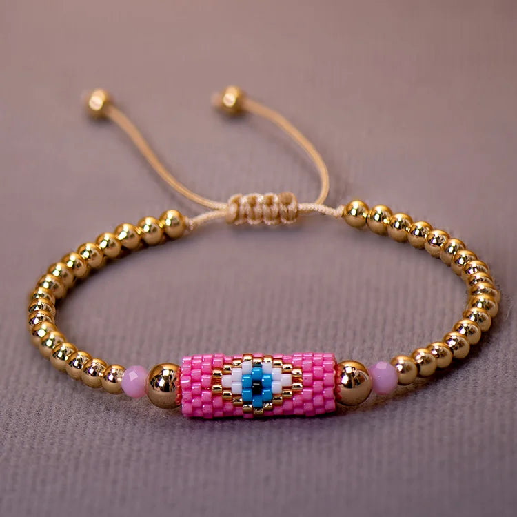 Woven Evil Eye Bracelet Handmade Bohemian Bead Ladies Boho Style Summer Pink For Women Fashion Jewelry Men Ibiza Personalized Braided Rvs Colored Thread Aesthetic Lgbt Turkish Lucky Protection Against Gift