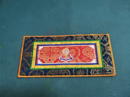 Tibetan Style Cloth Mat Embroidered with Eight Auspicious Crosses, Diamond Pestle, Bell Pestle, Tablecloth