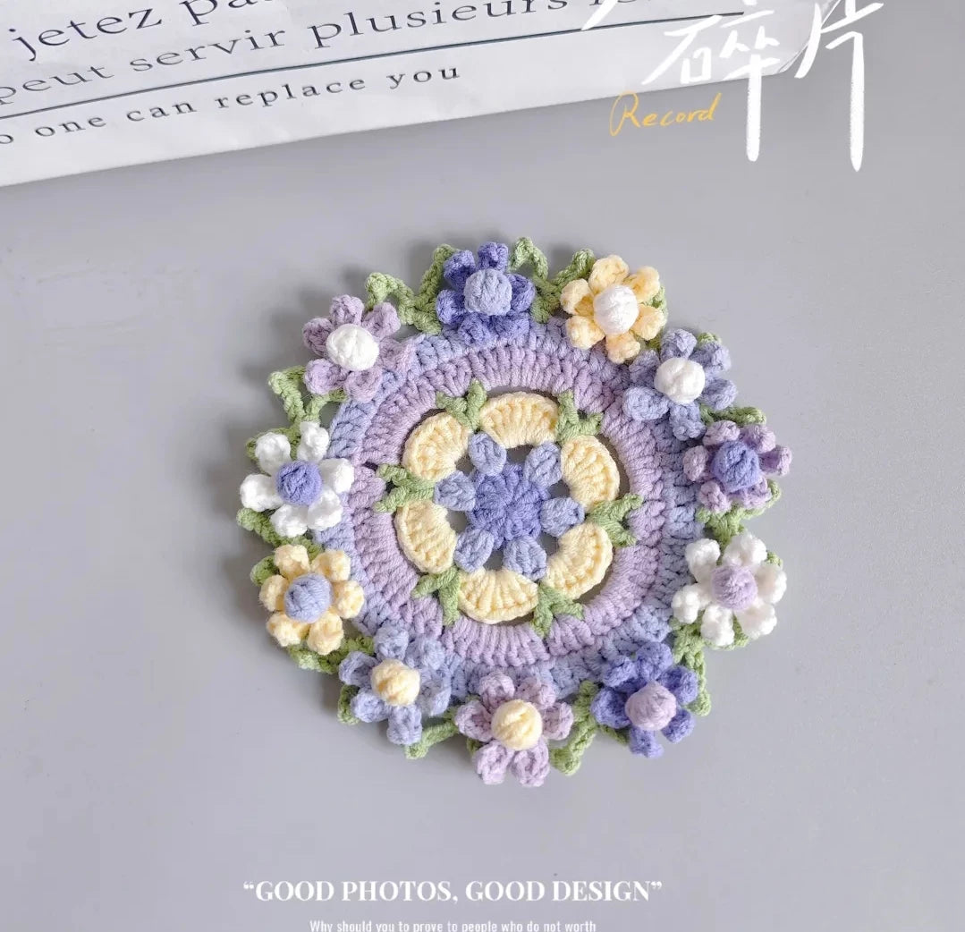 Hand-crocheted Small Daisy Coasters, Anti-scalding and Heat-insulating Cushions, Wool Coasters, Gifts for Girlfriends, Flower Slices in Large Quantities - emogogo