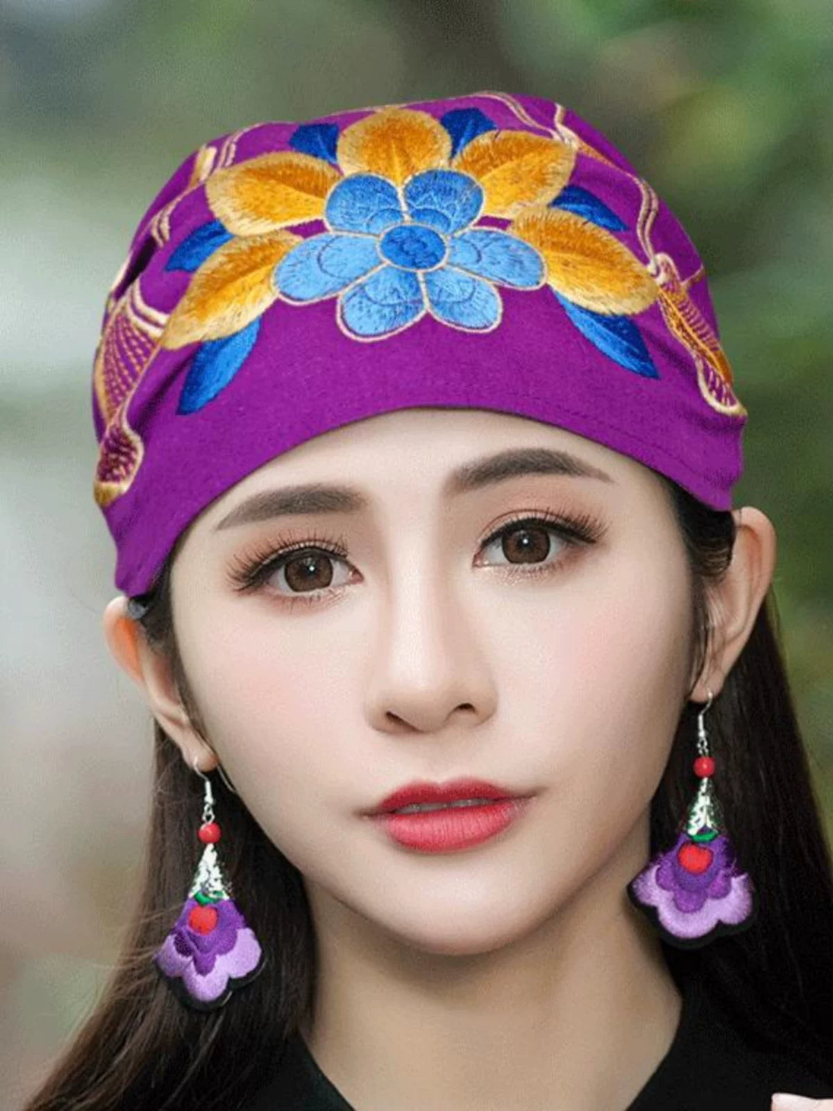 Ethnic Style Embroidered Headscarf Hat Single-layer Small Hat Thin Headgear Hat