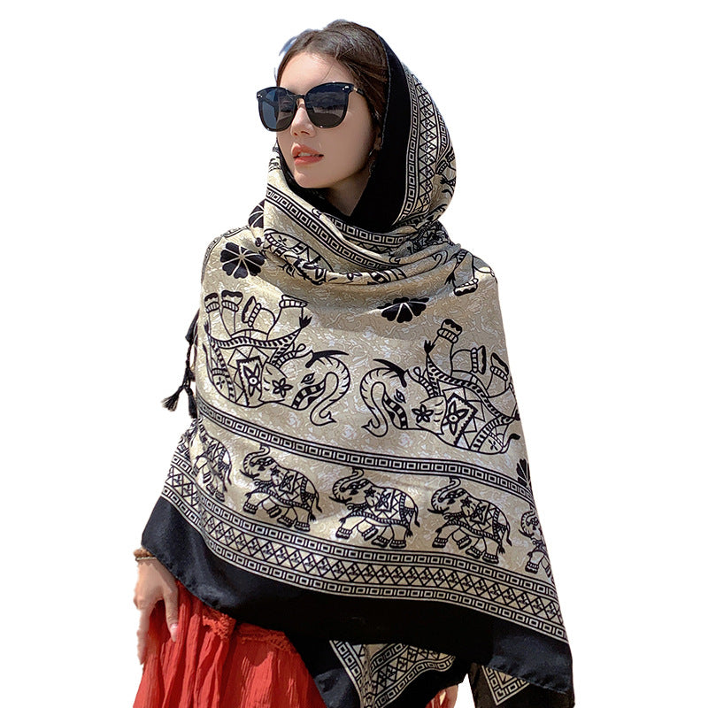 Outdoor Leisure Ethnic Style Comfortable Breathable Scarf Big Shawl