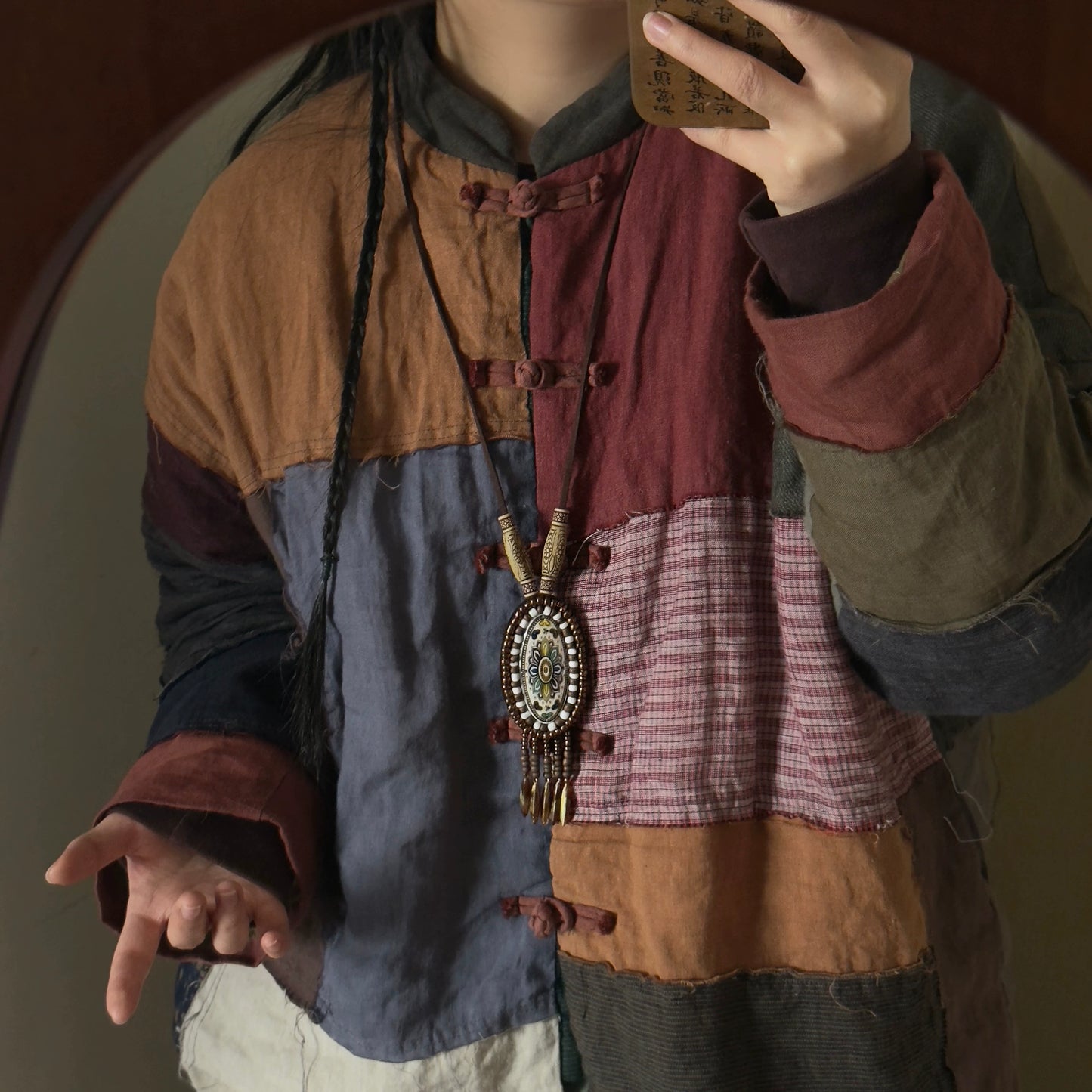 New Tibetan Ethnic Style Retro Old Ceramic Niche Design Art Necklace Sweater Chain