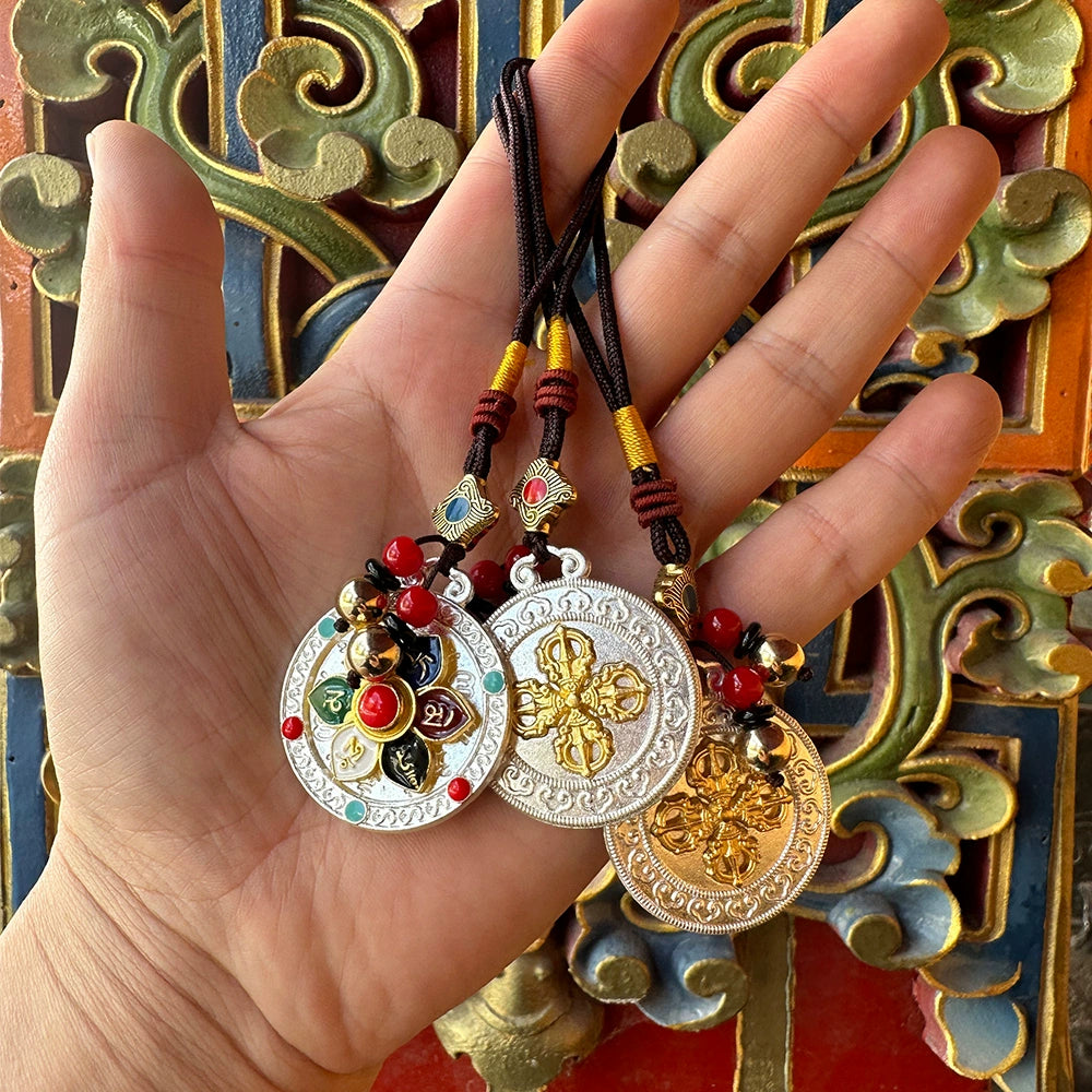 Tibetan Folk Talisman Ornament Colorful six-character mantra pendant Natal year keychain keychain