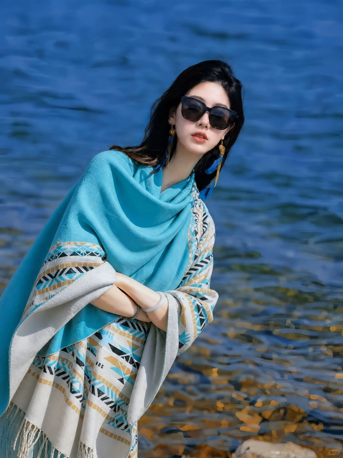 Ethnic Style Wearing Shawl Outside Women's 2026 New Cape Scarf