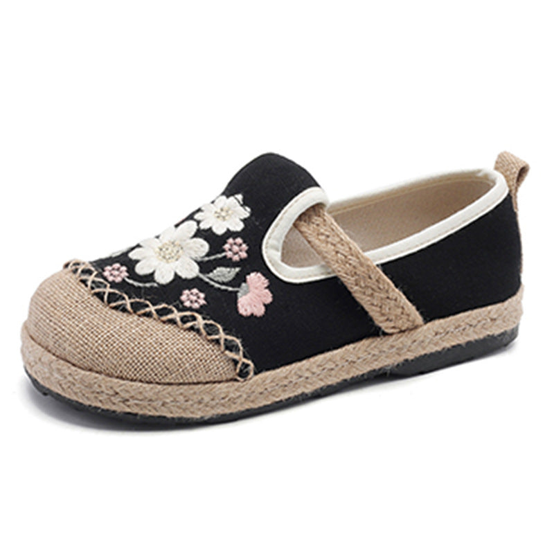 Elegant Embroidered Linen Shoes 2026 Spring New Cotton and Linen Shoes, Breathable and Comfortable Ethnic Style Women's Shoes