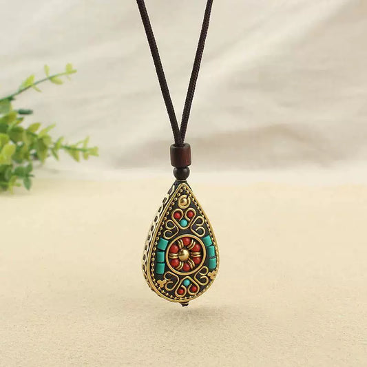 Popular Retro Ethnic Style Sweater Chain Women's Nepalese Pendant Style Long Versatile Simple Literary Accessories
