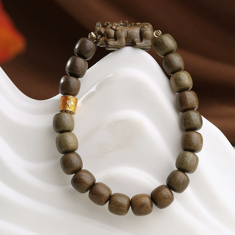 Potala Palace Green Sandalwood Bracelet Women's Buddha Beads Rosary Plate Play Wooden Unpopular Bracelet Men Women