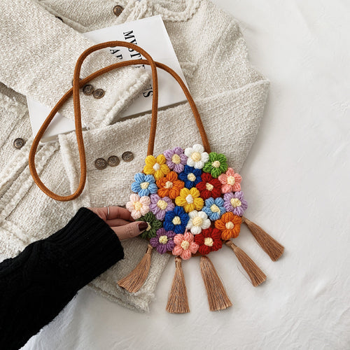 Ethnic Style, New Trend, Fashionable Tassel, Small Round Bag, Niche Design, Crossbody Handmade Woven Bag