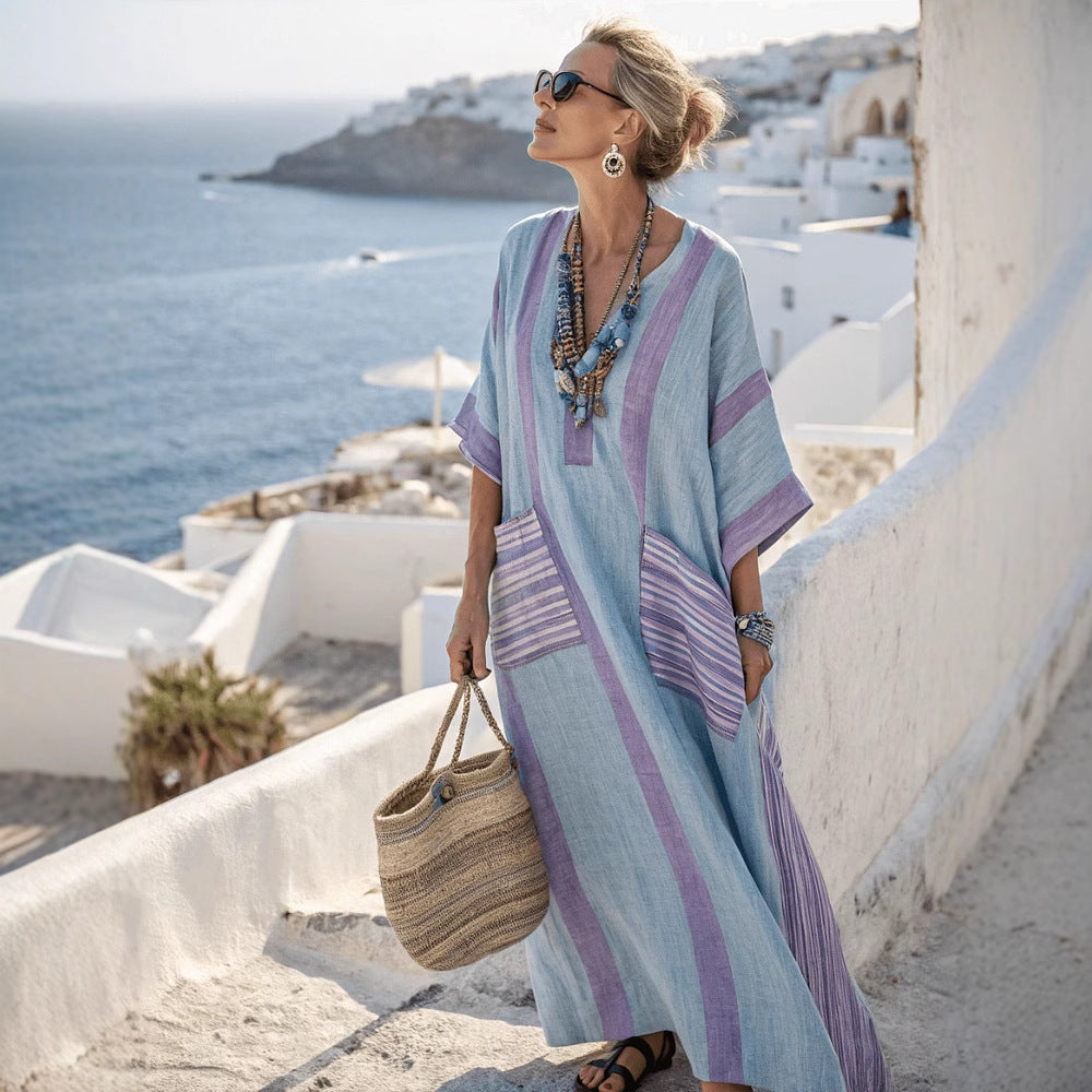 Summer Elegant Large Size Printing Long Pendulum Dress