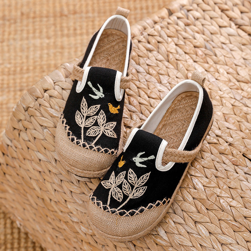 Ethnic Style Embroidered Cloth Shoes, New Hand-embroidered Linen Shoes, Soft-soled Breathable Woven Women's Shoes - emogogo