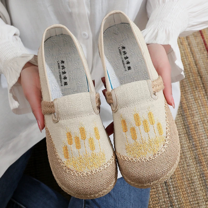 New Ethnic Style Lazy Fisherman Shoes Linen Comfortable Breathable Women's Shoes Retro Style Soft Sole Cloth Shoes