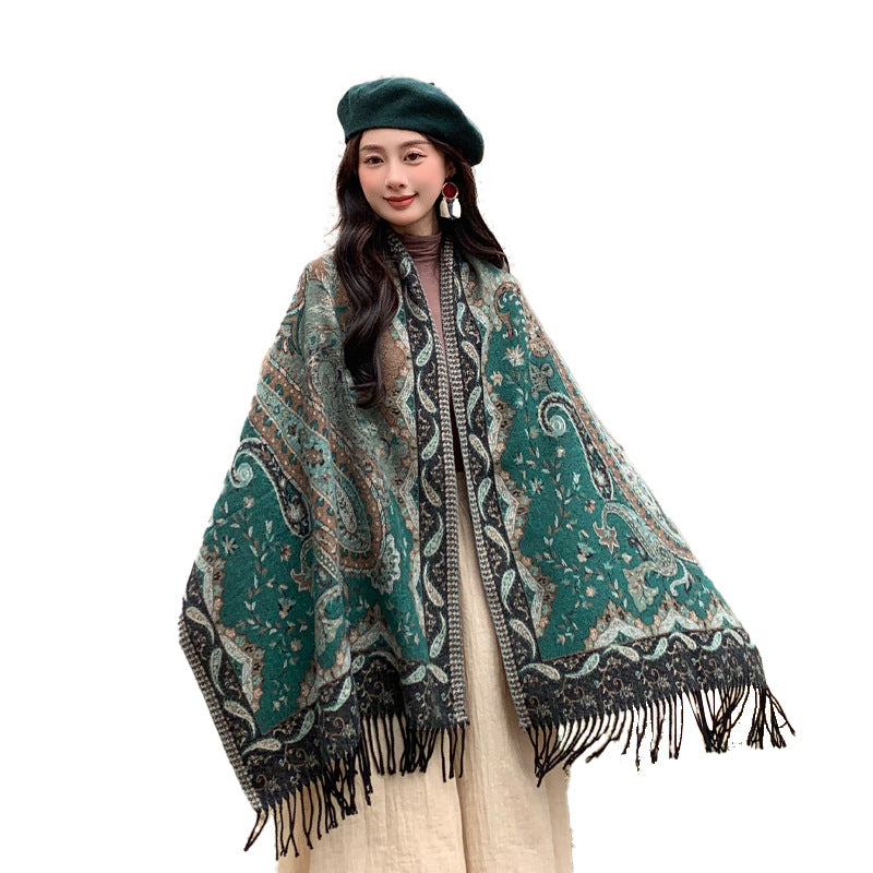 New Tibetan Scarf Female Shawl Retro Cashew Poncho Scarf