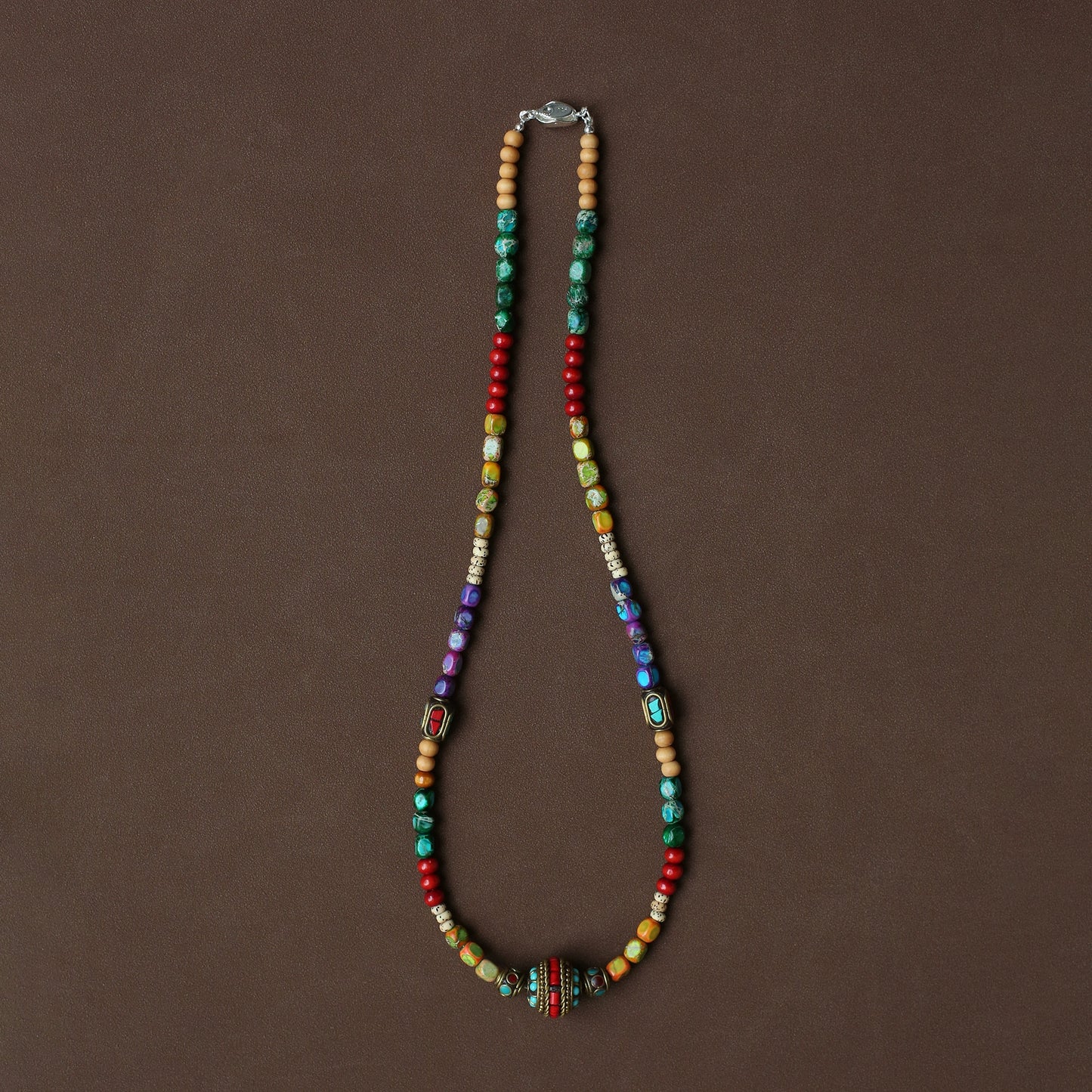 Tibetan Colored Turquoise Bodhi Bead Necklace, Lhasa Ethnic Style Jewelry, Original Design Tibetan Clothing Accessories Women