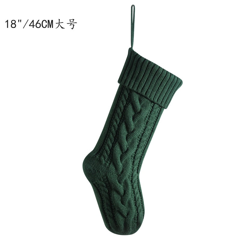 Knitted Christmas gift bag Decorative stockings Christmas stockings Hanging piece Color matching enlarged stagger Fried Dough Twists large capacity gift bag