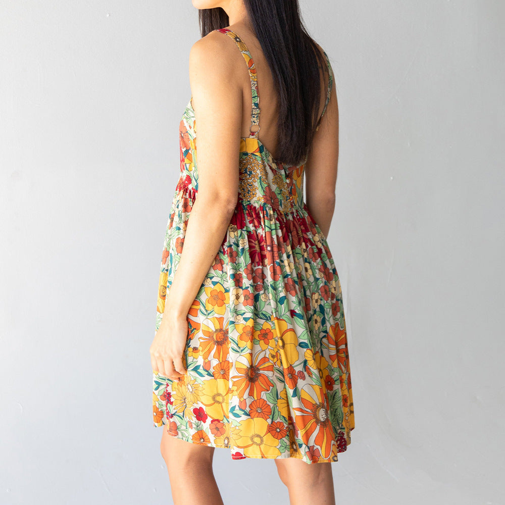 Summer Super Hot New Strap Strap Holiday Printed Long Dress