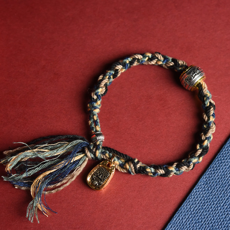 Tibetan dirty rope hand-rubbed cotton bracelet finished hand-woven Tibetan Zakiram hand rope